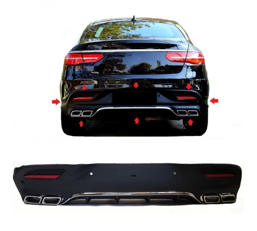 GLE Coupe 63 AMG C292 galinis difuzorius "CHROME" (2015-2019)