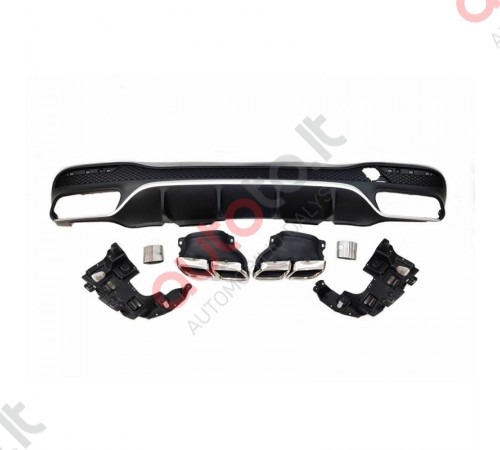 W166 X166 GLE GLS AMG 63 style galinis difuzorius su juodais antgaliais